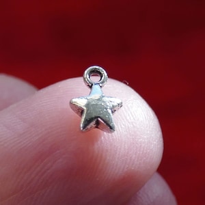 30x Small Star Bulk Charms, Antique Silver tone F002