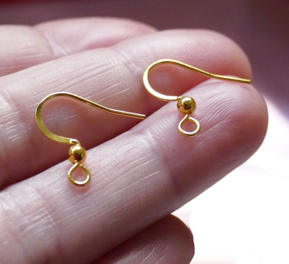 20/50x Gold Plated Earring Wires Hooks, Flat Ball Ear Wire Fish