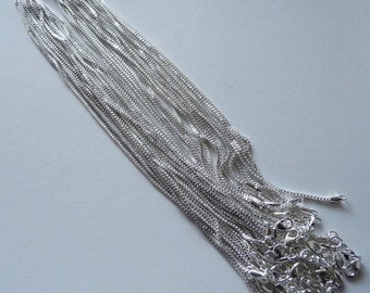 シルバー チェーンネックレス クラスプ式 2x 925 シルバーメッキ ボックス 16 インチ ネックレス チェーン