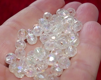 100x Transparent AB 6mm Rondelle Acrylic Beads, Beading Supplies C203