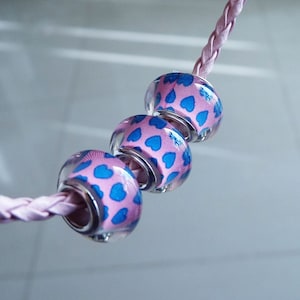 5x Europäische Perlen mit versilbertem Kern, Großloch Perlen für Perlenschmuck C765