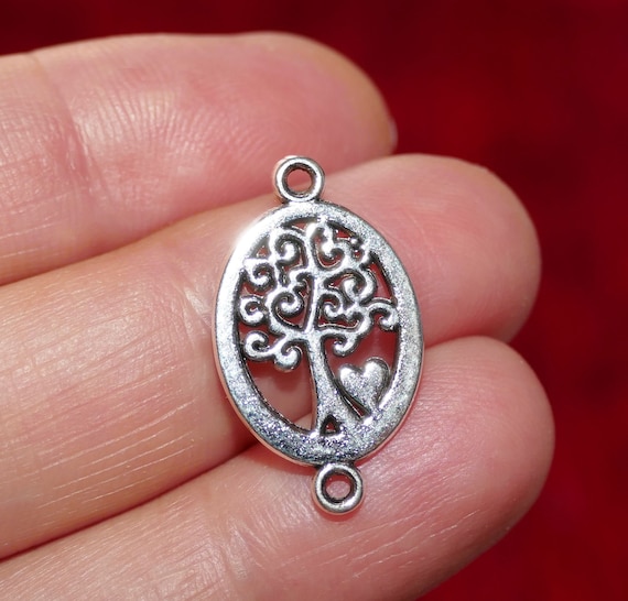5x Tree of Life 2 Hole Connector Charms 