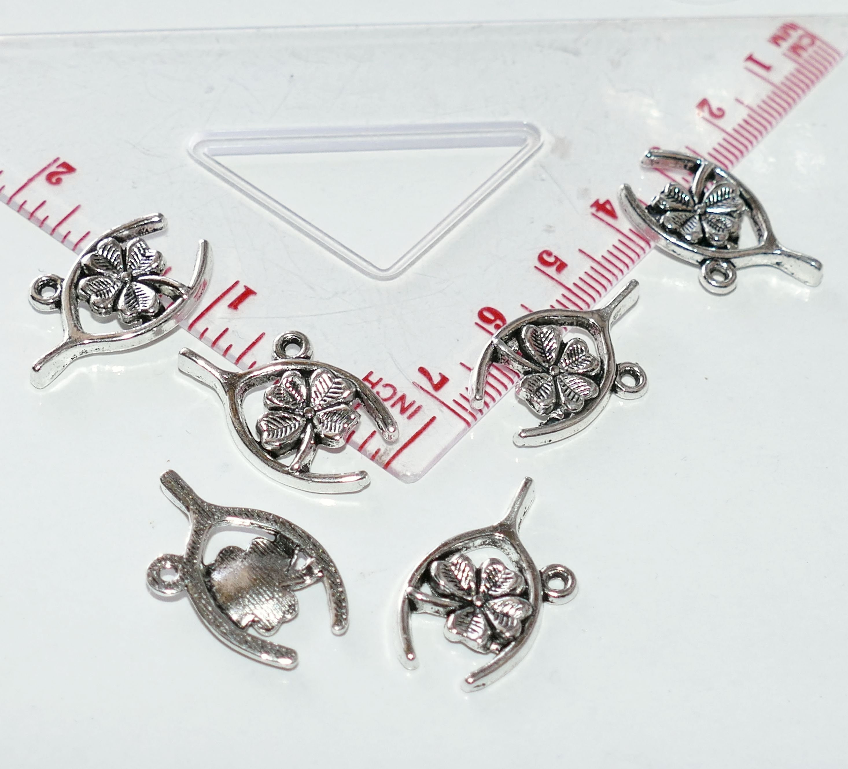 5/10x Wishbone 4 Leaf Clover Lucky Charm Charms for Bracelet | Etsy