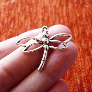 4/8x Dragonfly Charms, Antique Silver Tone Metal Pendants C275