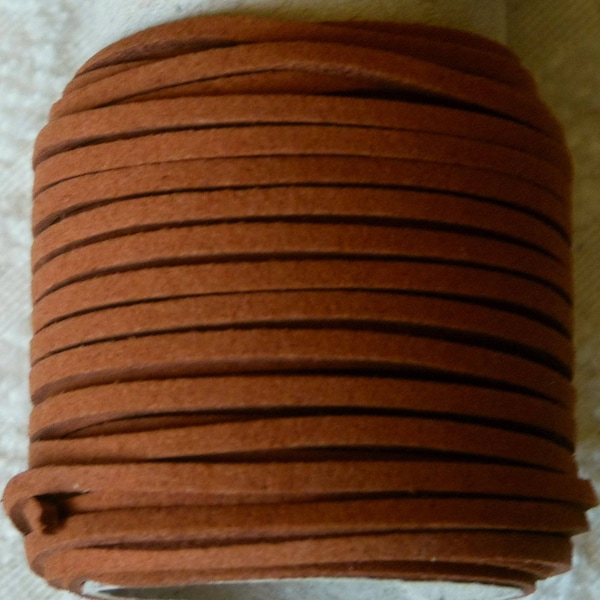 Cordon en cuir plat imitation daim marron 1/3 yard 3 mm de large, collier/bracelet corde en dentelle, fil pour bijoux D390