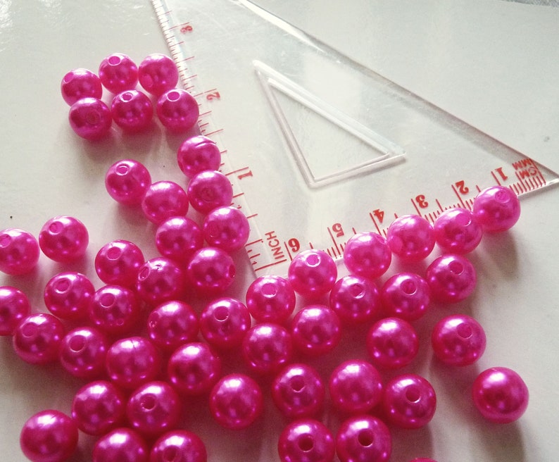 30x Pink Beads Acrylic Pearl Beads 10mm Hot Pink Beads Faux Etsy