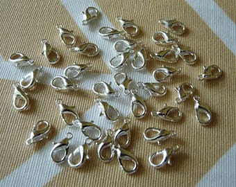 20/50x Małe srebrne zapięcia homarowe, 10 mm posrebrzane zapięcia homarowe, zapięcia do naszyjników, zapięcia