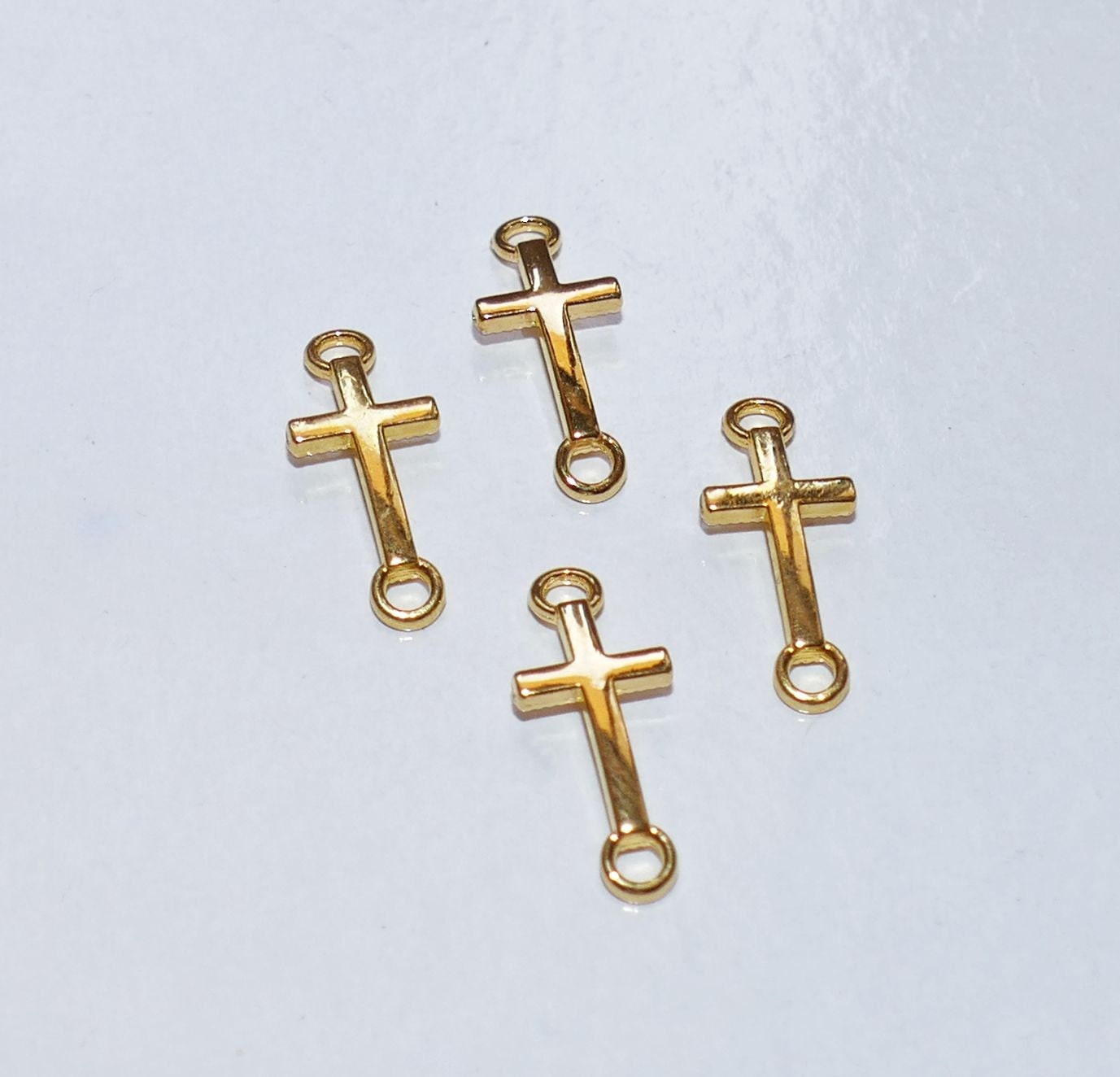 10x Cross Rosary Charm 2 Hole Connectors for Bracelet/Religious Earring  Findings