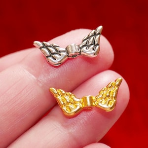 10x Angel Wing Charm Spacer Beads, Antique Silver/Gold tone G265