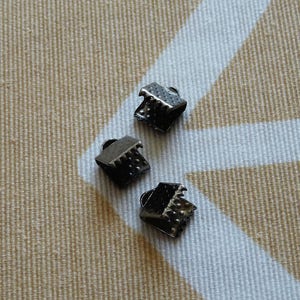 10/20/50x Black 6mm Flat Leather Cord/Lanyard End Cap Crimps, Gunmetal Black Ribbon Tip End