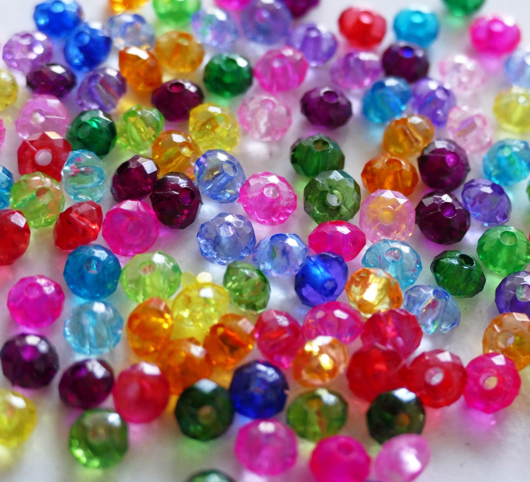 One Colorful R Bead 100x Multi Color 6mm Faceted Rondelle Beads, Acrylic Beading Supplies ...
