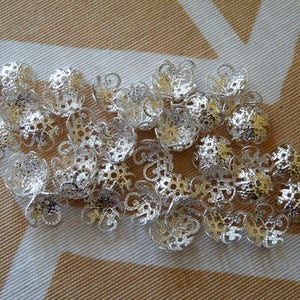 100-Piece Flower Bead Caps - 10x4mm Hollow Metal Spacer Caps For Jewelry Making
