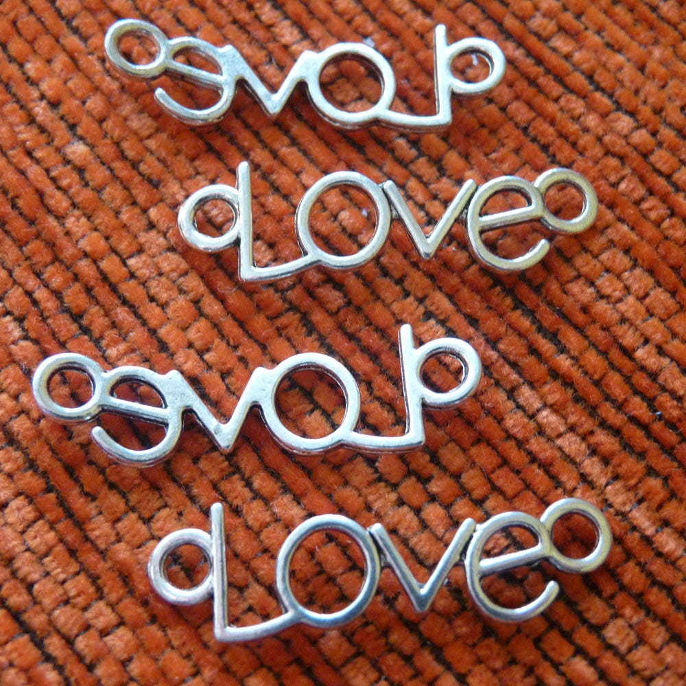 4x Love Connector Charms, Antique Silver Tone B341 - Etsy Canada