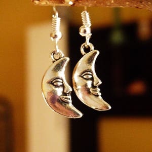 Moon Face Hypoallergenic Hook Earrings with Rubber Backs U028