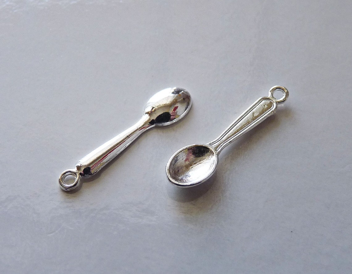 5/10x Miniature Silver Spoon 3D Charm Silver Plated Spoon Etsy