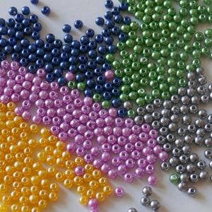 100x Green/Blue/Purple/Orange/Gray 4mm Round Acrylic Pearl Imitation Beads D254