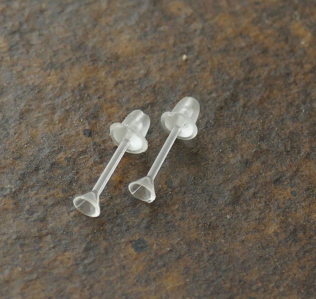 Silicone Earring Backs 100-Pack Clear - Soft Rubber Stoppers, Plugs & Nuts For Ear Posts Earring Posts And Backs - Foto 2