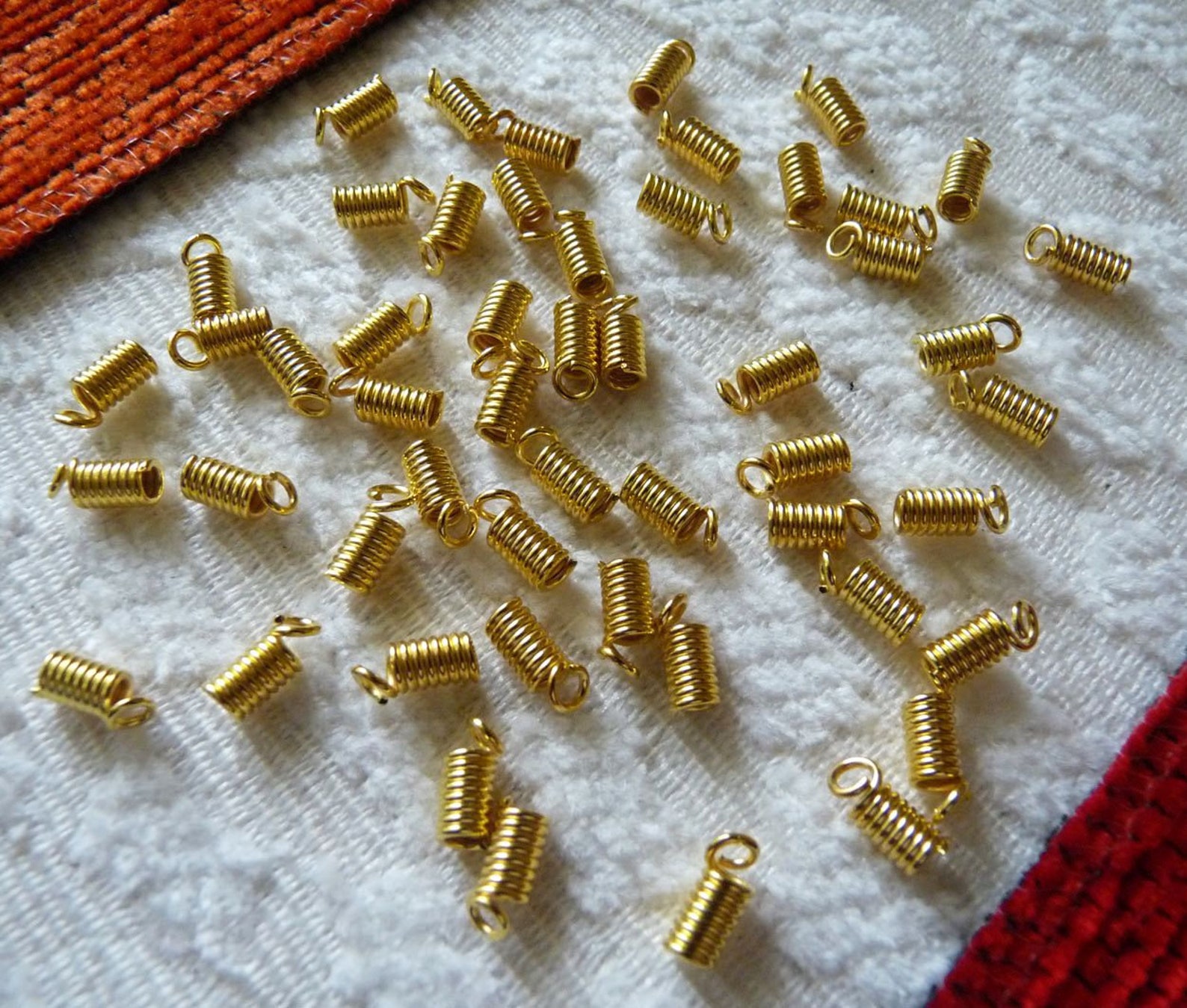 Gold Cord Ends Spring Coil Ends Gold Plated Coil End Crimp Etsy