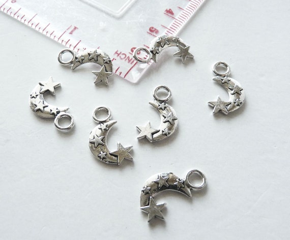 10x Star Charms, Silver Tone Small Metal Charms, Free Shipping G130 