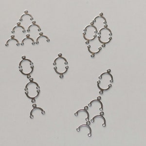 10x U Shape Stainless Steel 3 Hole Kolczyki Łączniki w Dwa Rozmiary, Matowy Srebrny Ton Biżuteria Making Findings F234