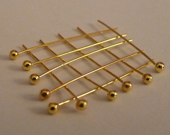 50x Gold Ball Head Pins 25mm, Beading Supplies, Free Shipping