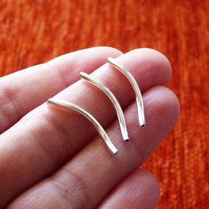 20x Silver Curved Tube Beads, Silver Tone Tube Elbow Noodle Spacer Beads 20mm Wave Beads, Long Spacer Bars, Beading Supplies C248