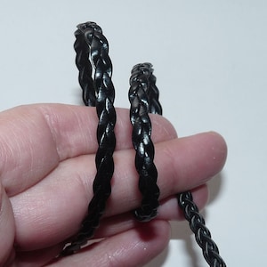 1 Yard Flat Black Braided Leather Cord, 5mm Wide Faux Leather Cord B379