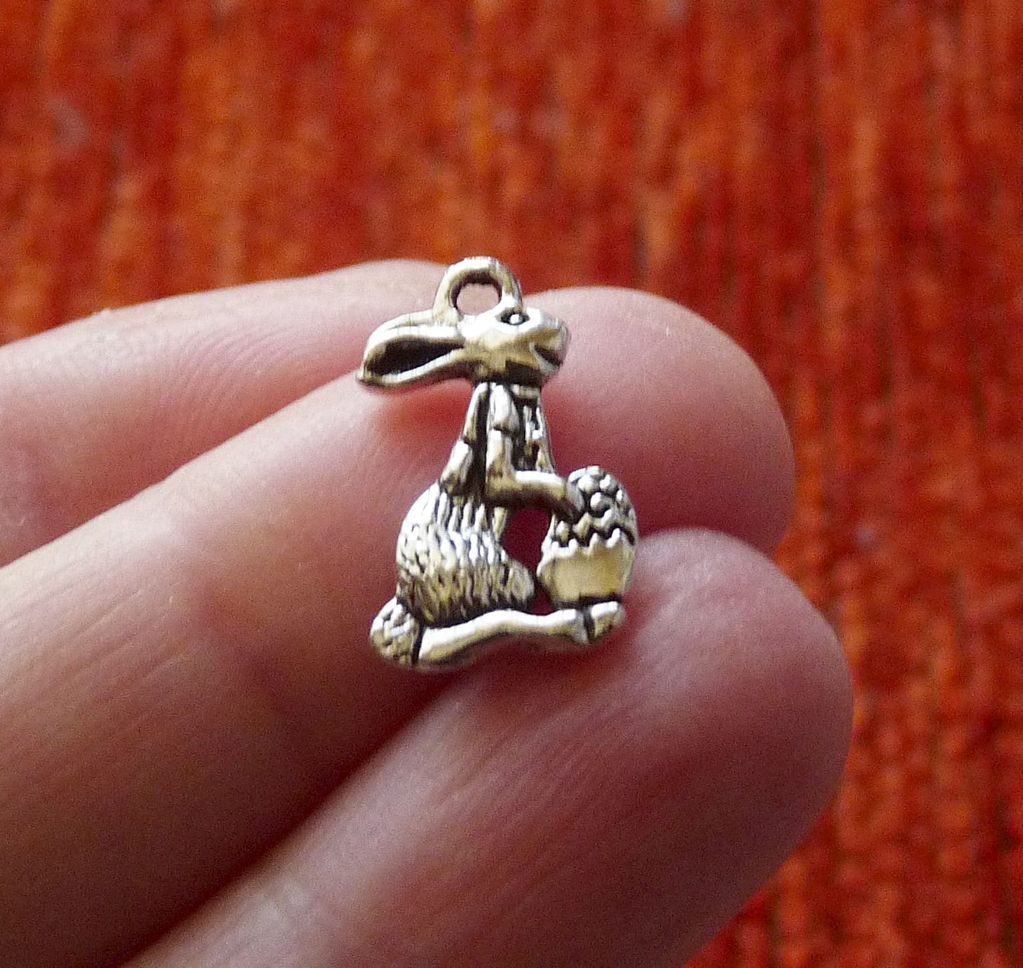 Silver Easter Bunny Charms,easter Charms, 1 Charm, Made in the