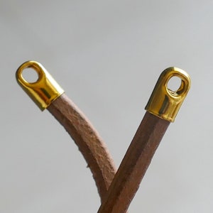 20/50x Round Leather Cord/Chain End Caps, Fit 4mm Gold Tone Bead Stoppers D138