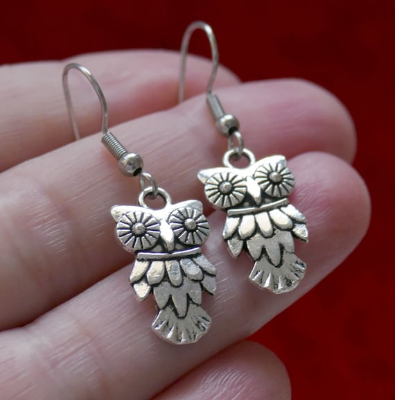Owl Hypoallergenic Fish Hook Earrings C832 Etsy Australia