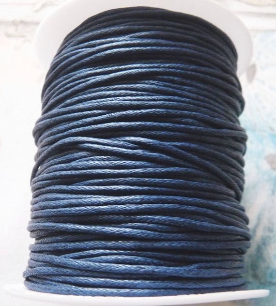 Yard Blue Waxed Cotton 2mm Wide Cord, Lace String Rope, Jewelry Making  Supplies C388