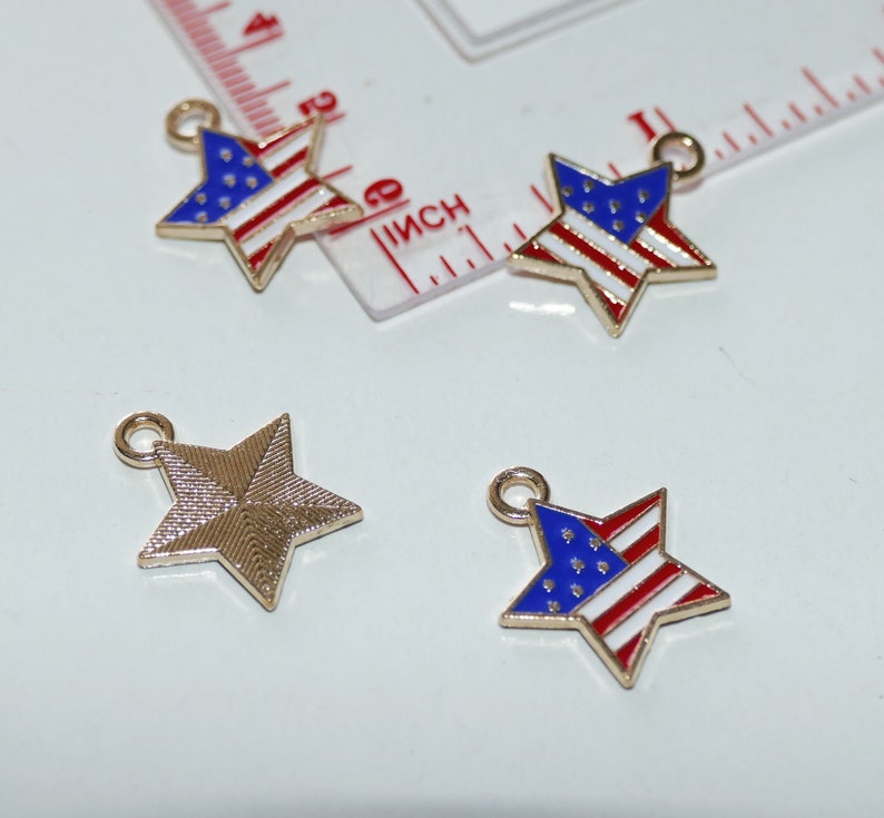 28x USA Flag Star Charms Charms for Bracelet Enamel USA Charm Pendant Jewelry Making Supplies C729