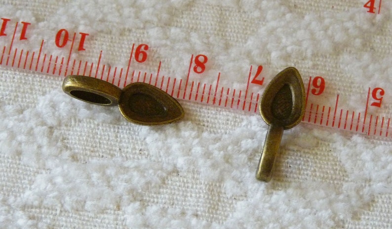 Metal Pendant Holder Antiqued Brass Pendant Holders Spoon Glue on Bails Retro Pendant Bails Bronze Bails Spoon Pendant Bails B248