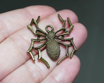 2x Bronze Spider Charm/ Pendant D303