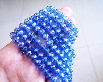 Perles Facettes Cristal De Bohême – Lot De 5 Perles Montana Bleu 12mm
