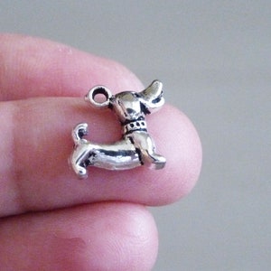 4/8x Dackel Hund Charms, antike Silber Ton Welpen Anhänger B171