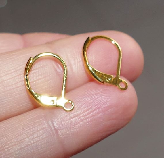 10/30x Ganci per orecchini a leva, fili per orecchini placcati in oro gancio  francese, gancio per orecchini francese con anello aperto, fili per  orecchie di bloccaggio, risultati per orecchini -  Italia