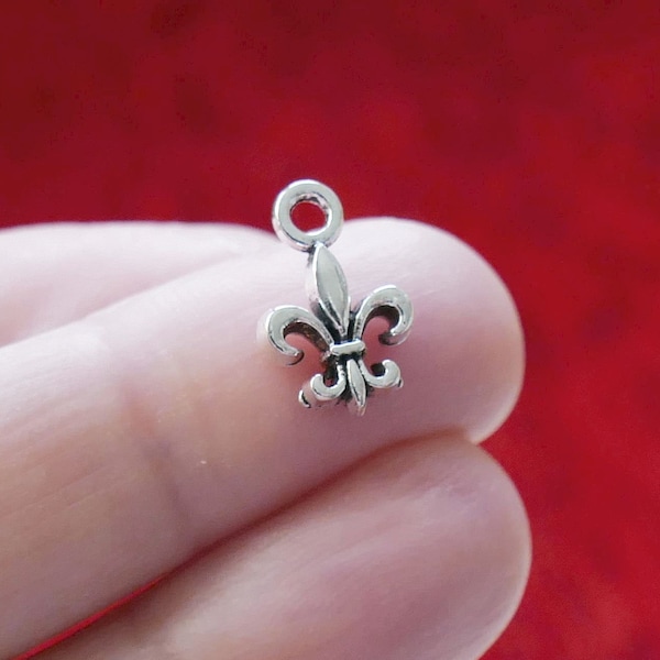 4/8x Ciondoli Fleur de Lis per bracciale/collana/orecchini, tono argento antico F298