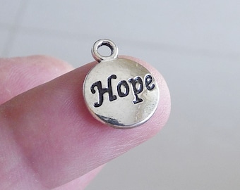 10x Hope Word Charms, Antique Silver Tone, Free Shipping U158