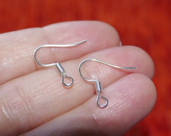 20/50x French Coil Earring Hooks, Silver/Bronze tone Spring Ear Wires C761/C708