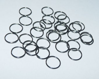 20/50x Black 10mm Open Jump Rings, Gunmetal Clasp Connectors, DIY Jewelry Findings C337