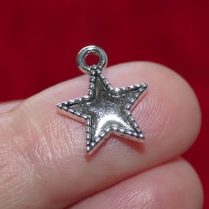 5/10x Star Charm , Antique Silver tone Five Pointed Star Pendants D255