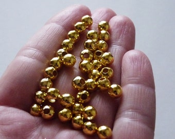 20/50x Gold Tone 6mm Metal Spacer Beads, DIY Beading Supplies