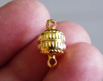 2 Sets 8mm Sphere Magnetic Clasp, Gold Tone Jewelry Closure
