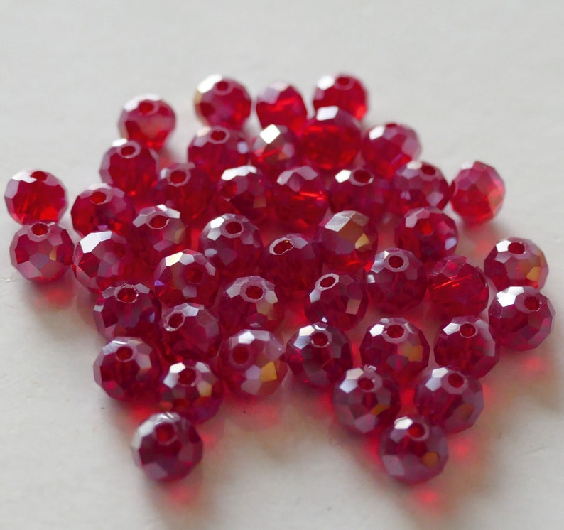 24x Red AB Glass Crystal Beads 6mm X 4mm Rondelle Spacer Etsy
