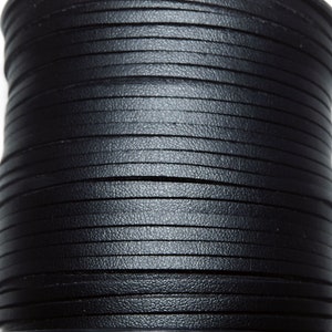 Cordon plat en cuir synthétique polyuréthane noir, 3 mm de large, cordon pour bracelet corde en dentelle plate, fil pour bijoux B207