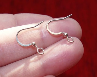 20/50x Stainless Steel Flat Ball French Earring Hooks, Silver Tone Hypoallergenic Ball Ear Wires F179