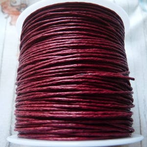 Red Waxed Cotton Cord 1mm Wide, Burgundy Necklace Cord, Bracelet Cord Lace String Rope, Beading Supplies C437
