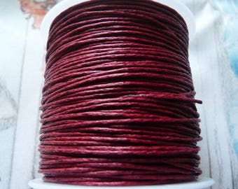 Red Waxed Cotton Cord 1mm Wide, Burgundy Necklace Cord, Bracelet Cord Lace String Rope, Beading Supplies C437