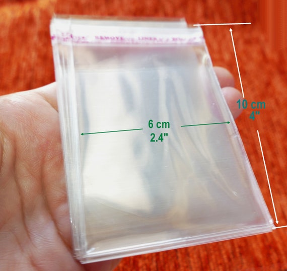 50x Clear Plastic Self Adhesive Seal Bag, 10cm X 6cm Cello Packaging  Transparent Plastic Bag Sleeves, Plastic Pouch Jewelry Bags F023 